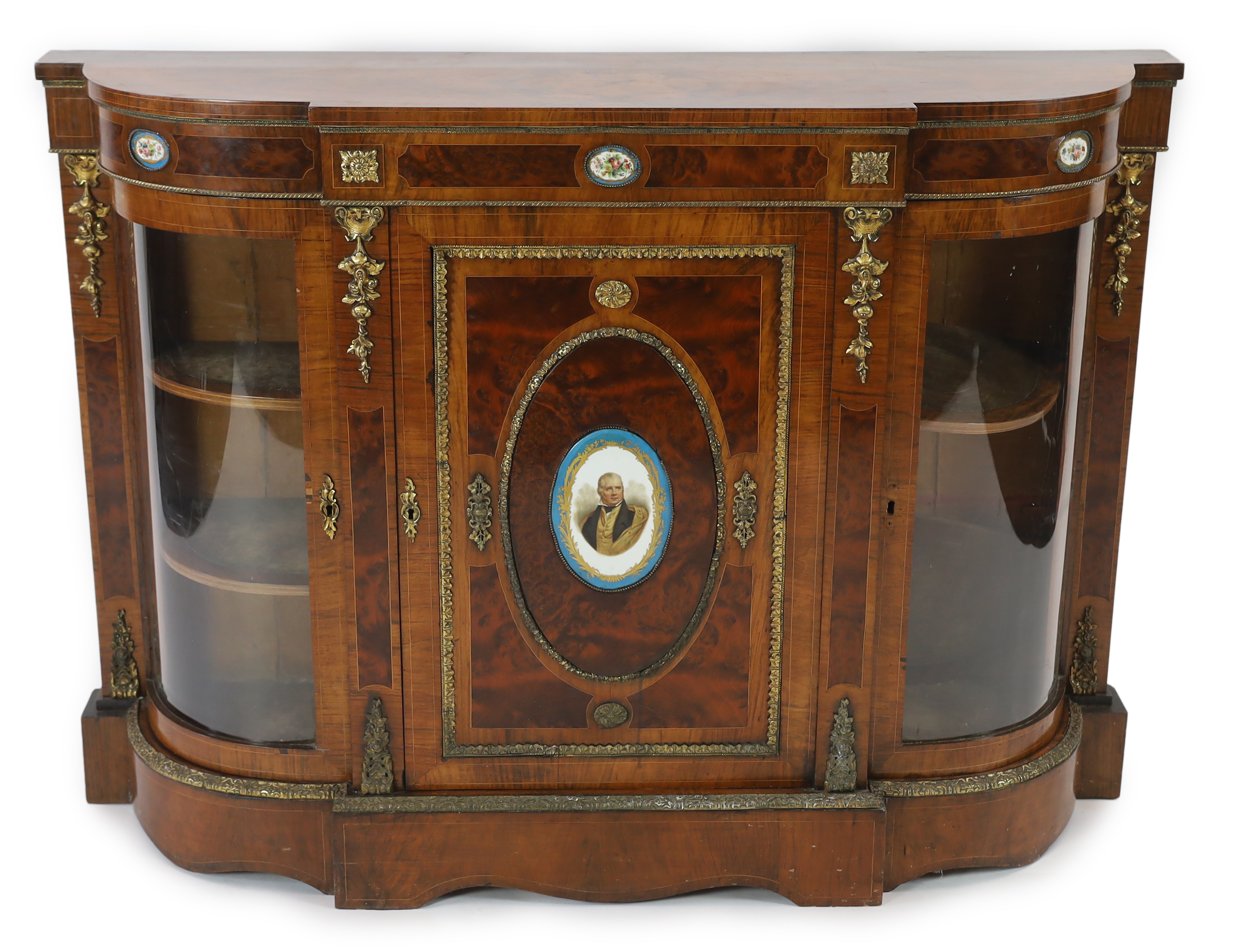 A Victorian ormolu mounted walnut credenza